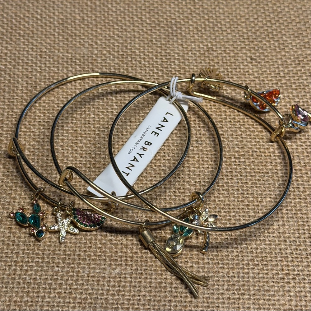 NWT Lane Bryant Gold Bangle Charm Bracelets